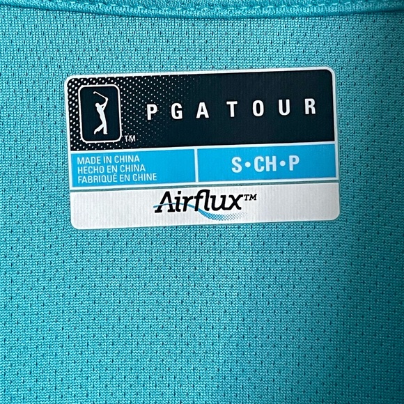 Men’s golf polo. PGA Tour Airflux. Size small. Aqua / teal color - Picture 4 of 7